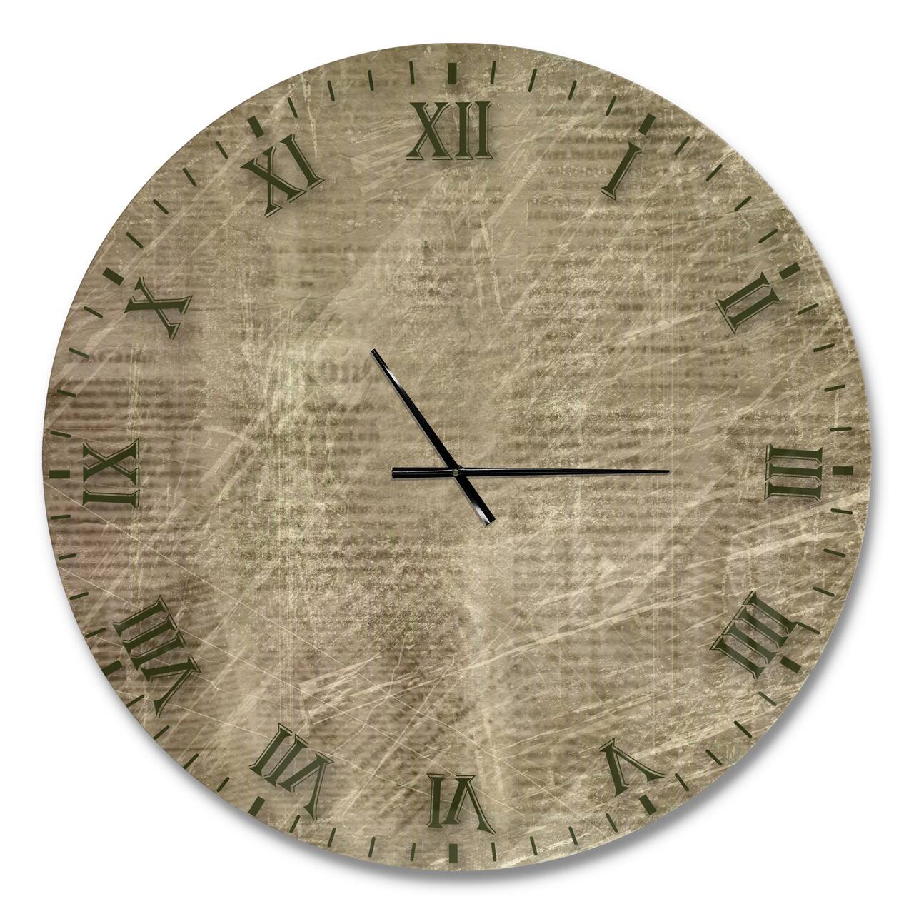 Designart 'Antique Old Paper Style Farmhouse Wall Clock